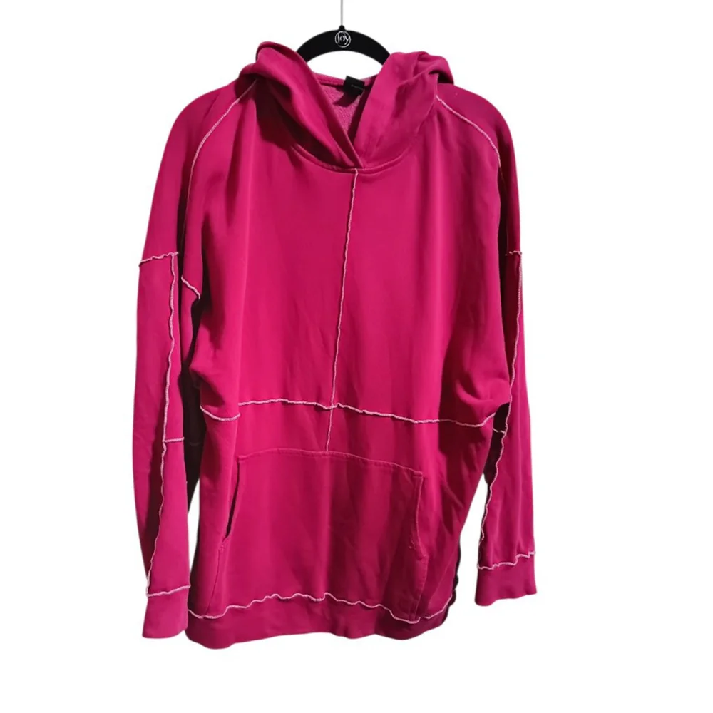 Wild Fable Seamed French Terry Hoodie Sweatshirt in Magenta - Picture 4 of 9